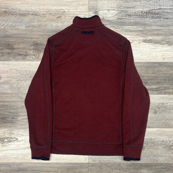 Carbon2Cobalt Red Blue Mens M 1/4 Button Mock Minimalist Casual Pullover Sweater - Picture 3 of 9